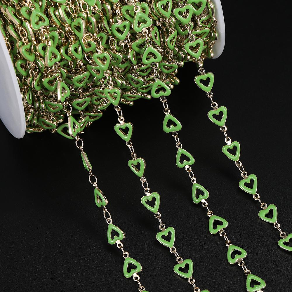 1m Copper Colorful Hollow Heart-Shaped Chain Enamel Love Chain for DIY Bracelet Necklace Waist Chain Jewelry Making Chain