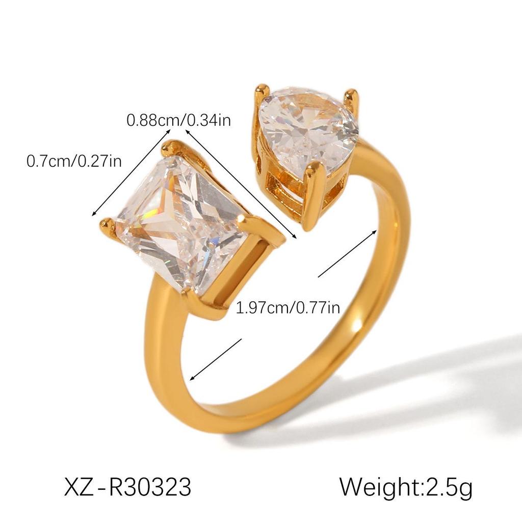 18K Goldbeschichteter Titanstahl Zirkonring für Damen - Hochwertiger Luxusschmuck