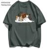A Tired Working Cat Pattern Men TShirt Casual Oversize T Shirts Hip Hop Cotton Streetwear Summer AllMatch Soft Short Sleeve