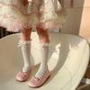 Mädchen Lange Spitze Kniestrümpfe Süße Schleife Jacquardmuster Netzsocke Baby Mädchen Ballett Fischnetz Rüschensocken Lolita Leggings
