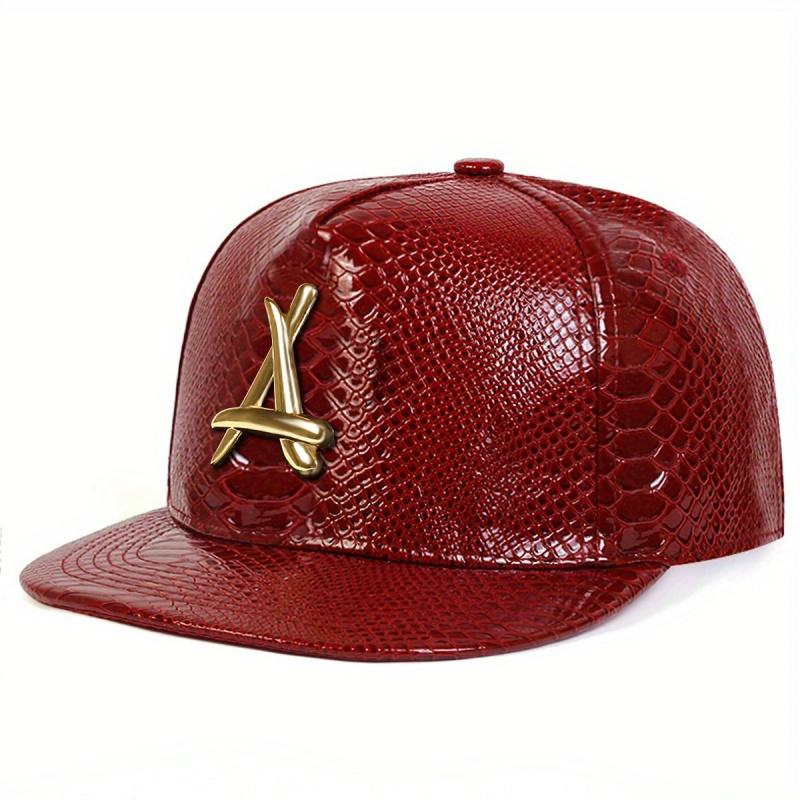 Unisex Personality A Letter Label Leather Hip-hop Hats Spring Autumn Outdoor Adjustable Casual Baseball Caps Sunscreen Hat