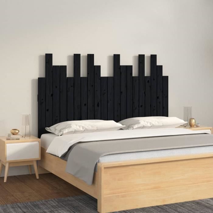 VidaXL Tête de lit murale Noir 127,5x3x80 cm Bois massif de pin 824792
