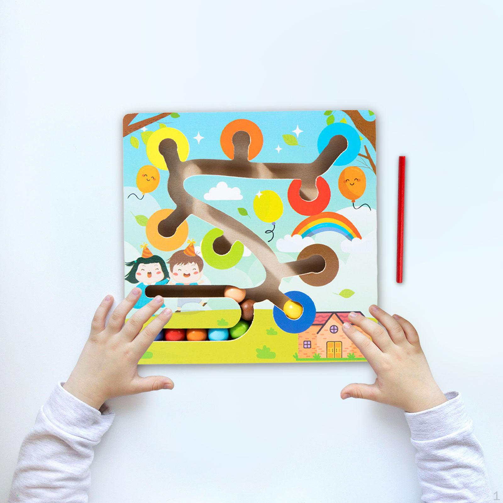 

Pen Driving Beads Maze Wooden Puzzle Learning Activities Eduactional Fine Motor Skills for Kids Style B