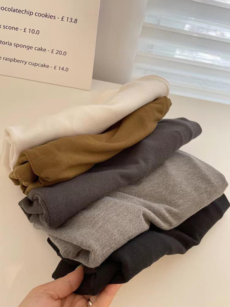 Women's Short-Sleeve, Half-High Collar Brushed T-Shirt - Chic, Thickened Base Layer