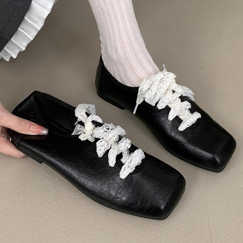 Modne Płaskie Buty Damskie Buty do Tańca Baletowego Kwadratowy Nosek Modne Mokasyny do Sukienki Buty 2025 Wiosna Markowe Codzienne Wygodne Eleganckie Zapatillas De Mujer