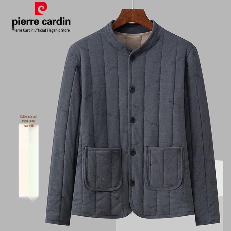Pierre Cardin Mid-Aged & Elderly Wool-Lined Warm Padded Cardigan Jacket