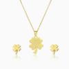 Trendy Lucky Four Leaf Clover Pendant Necklace Earrings Jewelry Set For Women Girl Stainless Steel Clavicle Chain Romantic Gifts