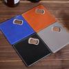 Solid Color Cup Mat PU Leather Bottle Opener Portable Coasters  Gift