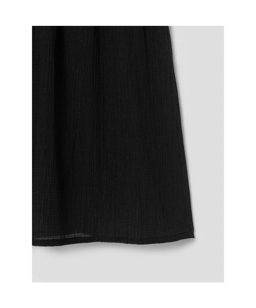 Anggae Sheer Gather Long Skirt Black