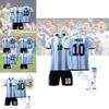 High-quality Unisex Cotton Blend Sports Socks For Kids Three Stars 2022 Argentina Home Edition 10 Number Design