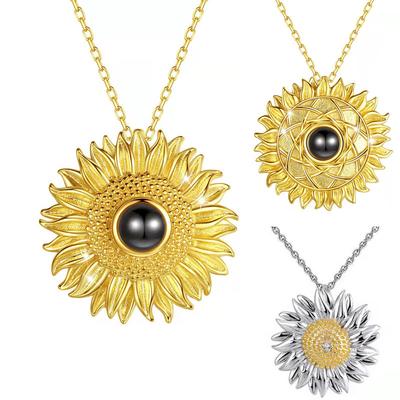 New Sunflower Jewelry Pendant Necklace Sunflower Necklace Love Language I Love You Projection Necklace