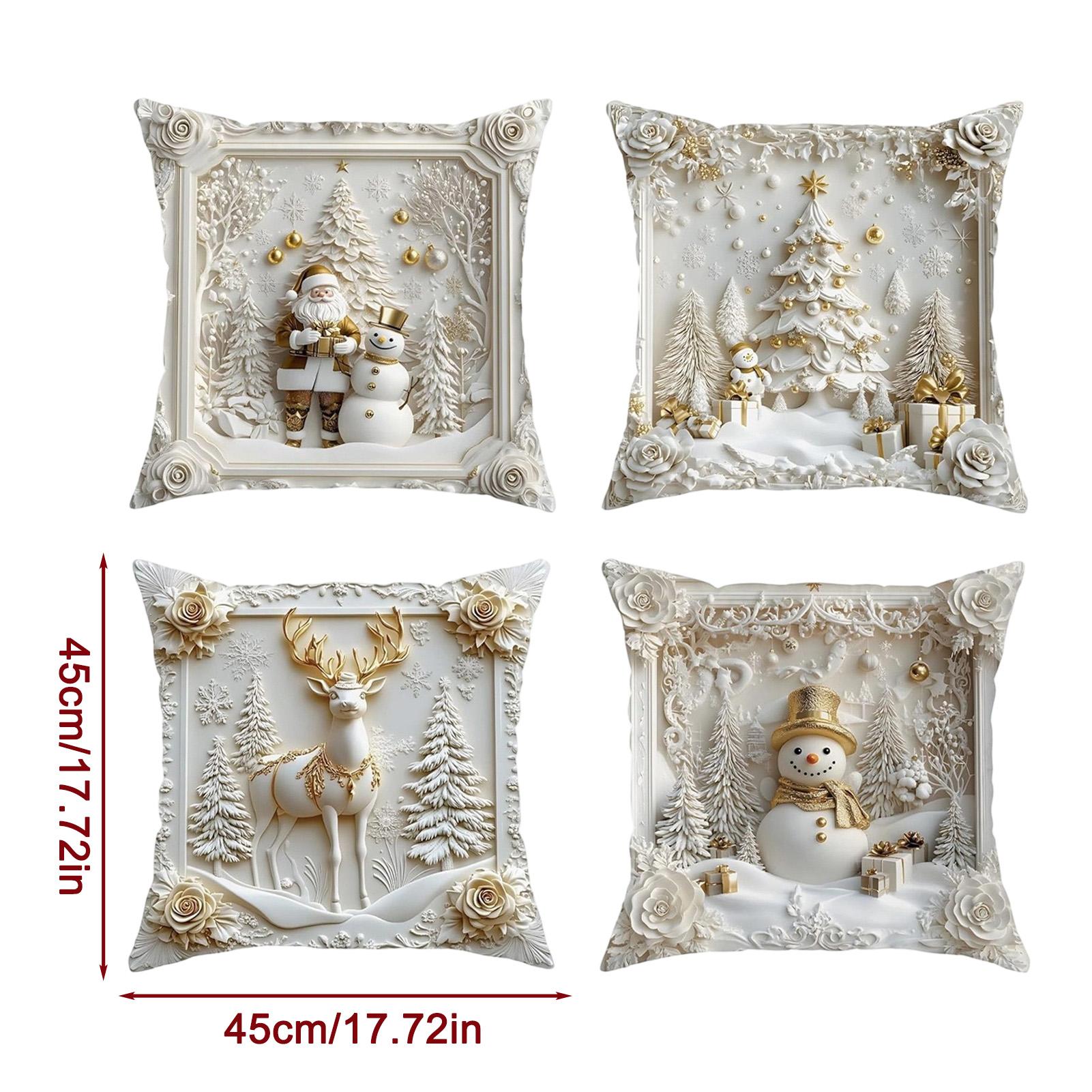 4 шт. Мягкая рождественская наволочка, безопасная для кожи, праздничная наволочка для дивана, кушетки, гостиной, спальни, декор 17,7*17,7 дюйма