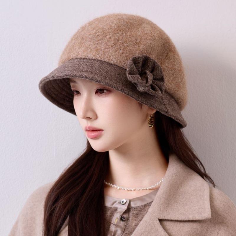Fashion versatile flower pot hat women's Republic of China style retro temperament versatile fashion fisherman hat autumn and winter warm