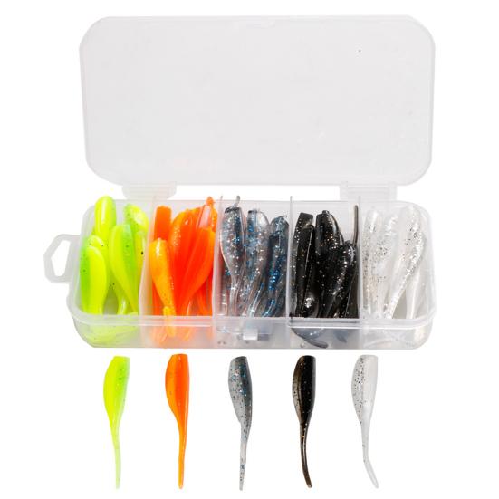 50 Stück/Box Kunststoff Angelköder Lebendig Verschleißfest Nadel Schwanz Weichköder zum Angeln