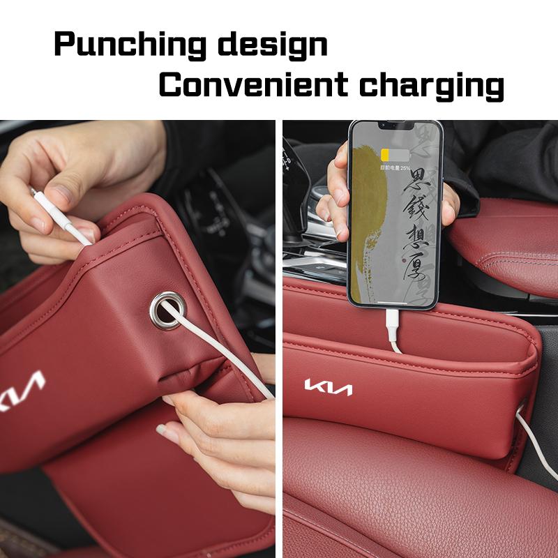 Leather Car Seat Gap Organizer Storage Box Accessories for KIA GTline Sportage Stinger Sorento Ceed Cerato Forte Niro Soul Rio agj032