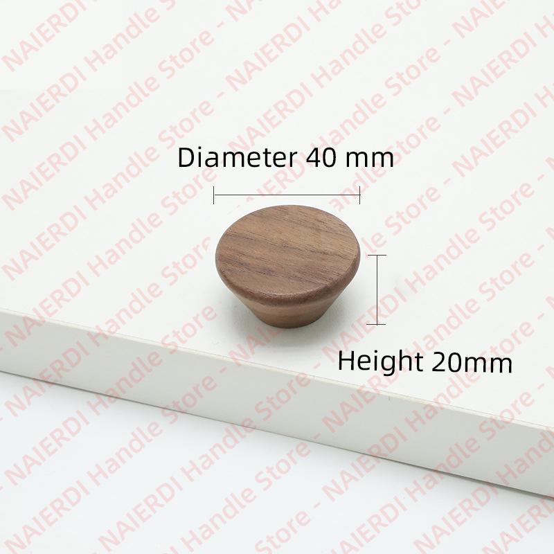 NAIERDI Solid Wood Cabinet Handles Modern Single Hole Wooden Pulls Octagon Round Knobs for Kitchen Cupboard Wardrobe Hardware