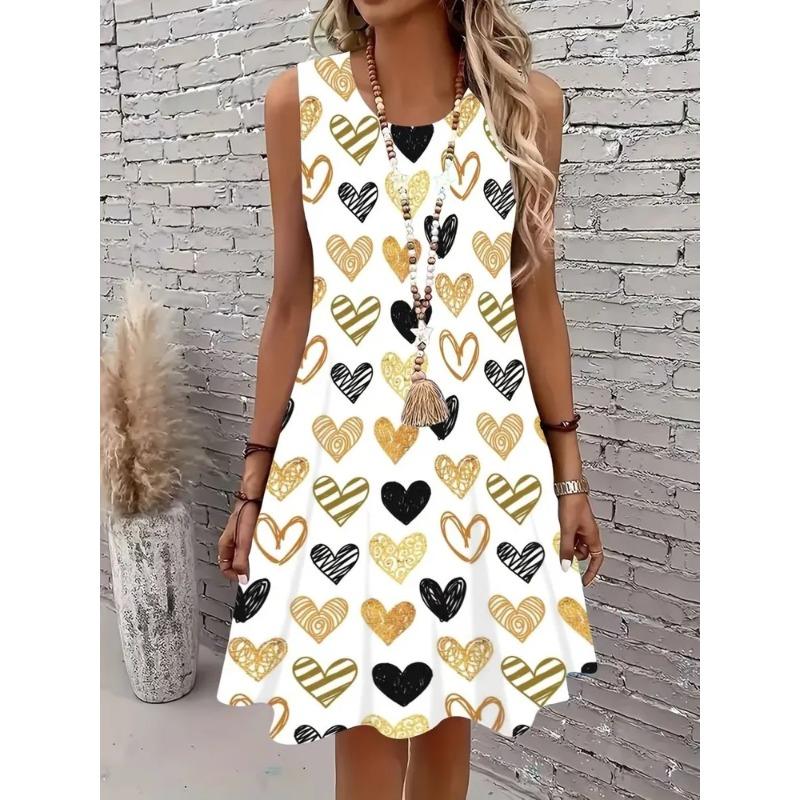 Summer Ladies 3D Printed Sleeveless Dress Fashion Versatile Trend Breathable Casual