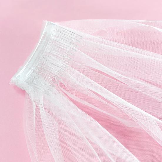 Bridal Veil Double Layer Solid Color Short Veil Party Outing Gathering Wedding Banquet Hair Accessory