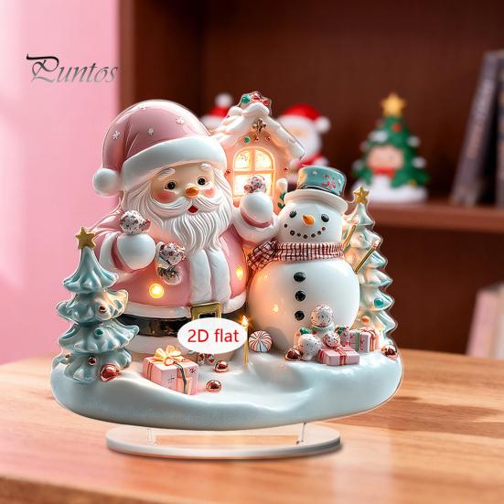 Christmas Party Supplies 2D Acrylic Angel Figurine with Warm LED Lights, Glowing Holiday Tabletop Decorative Signs Decor for Home Living Room