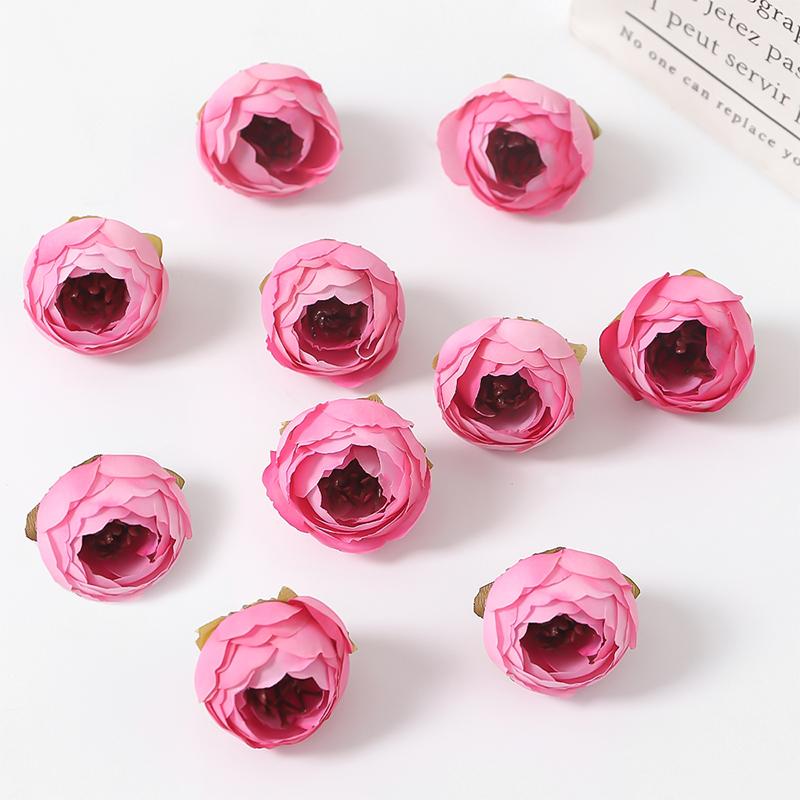 5/10/20Pcs 3cm Silk Tea Roses Heads Artificial Flowers Wedding Home Wedding Decor DIY Wreath Scrapbook Gift Box Fake Flowers