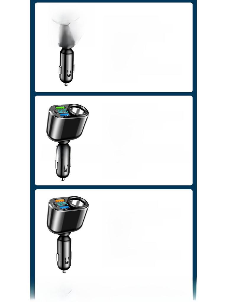 66W Multi-Function Fast Charging Car Charger with Digital Display: 30W PD, One-to-Four Cigarette Lighter Adapter