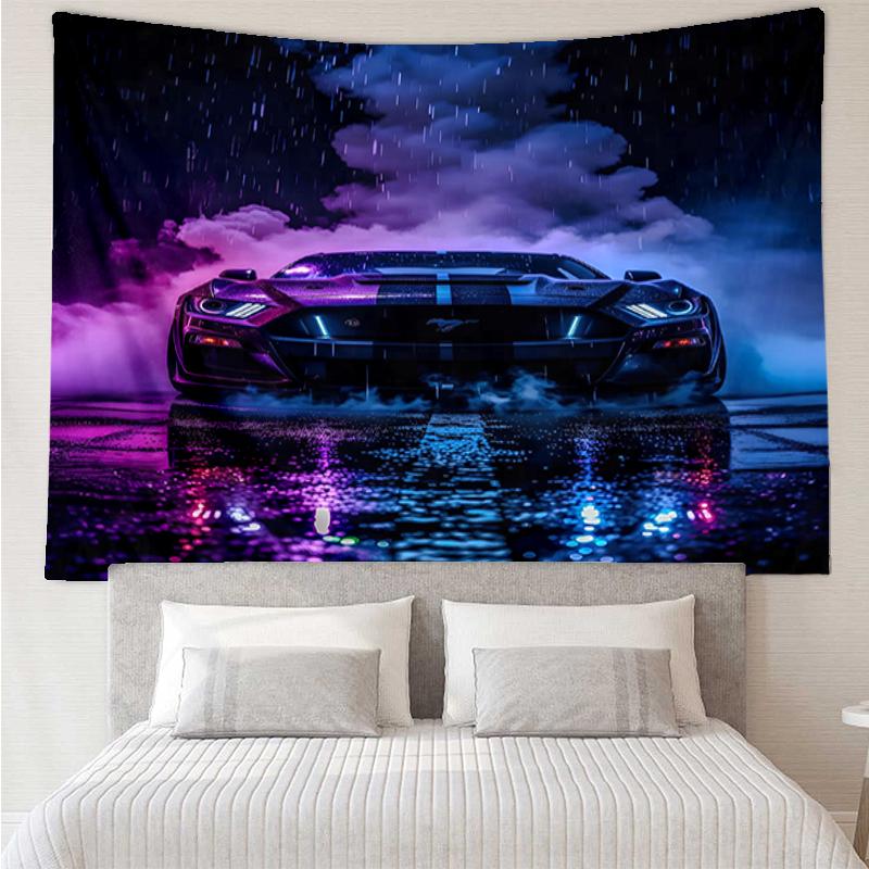 Racing Print Tapestry, Backdrop, Easy Setup, Ideal for Bedroom, Office & Living Room, with Aesthetic Wall Hanging Decor.