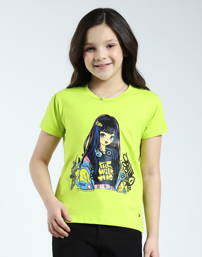 MONTE CARLO Mädchen Bedrucktes Rundhals Halbarm Top