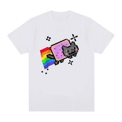 Nyan Cat Lustiges Meme Regenbogen T-Shirt Unisex WoUINISEX Kleidung Mode Harajuku T-Shirts Freizeit Kurzarm T-Shirts Streetwear