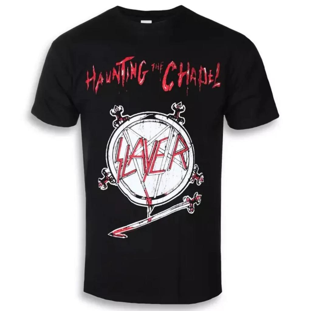 Slayer Logo Inspirational Print Tshirt Casual Street Style Cotton Tshirt Suitable For Metal Enthusiasts Casual Summer Tshirt