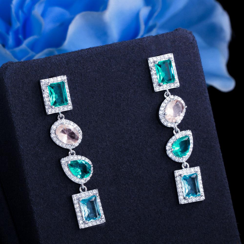 

Квадратные серьги-капли воды с иглами из циркона, длинные геометрические серьги, покрытые медью и настоящим золотом, ювелирные изделия