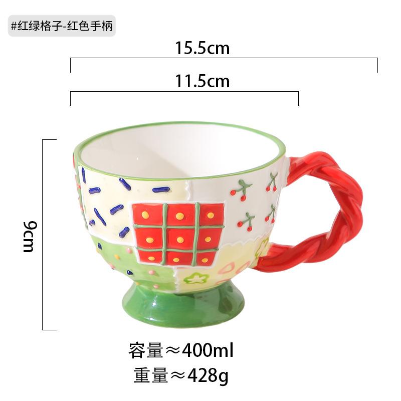 

Керамическая чашка для завтрака, расписанная вручную, креативная кофейная чашка, пасторальная чашка, бытовой бокал, чашка для овсянки 401-500ml