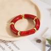 Personality Retro Multicolour Acrylic Bend Bangle for Women Charm Curved Bamboo Pipe Stone Grain Bracelet Jewelry Accessory Gift