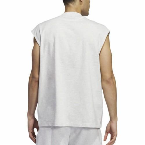 adidas half-high neck pullover sleeveless sports vest, unisex, light gray