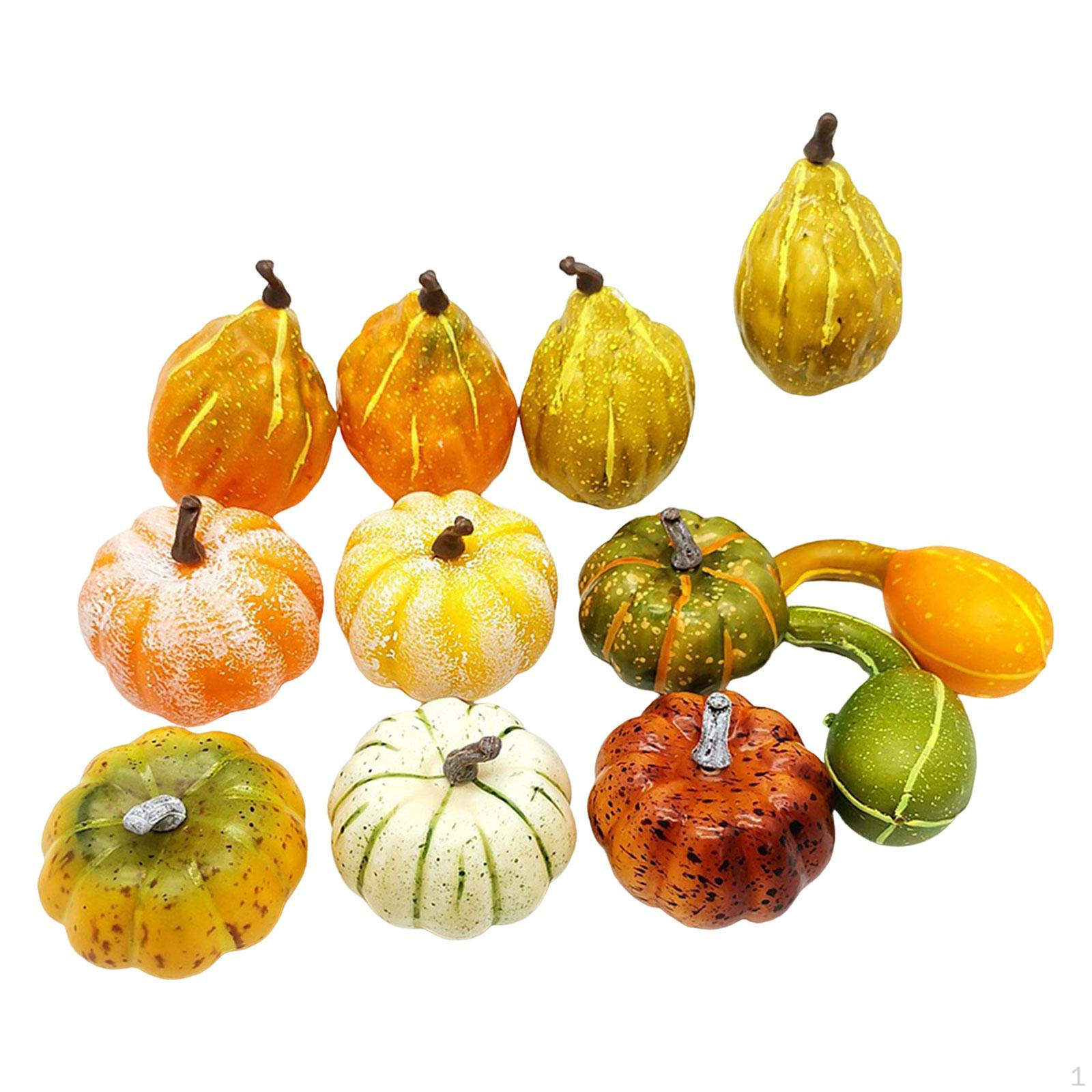 

12Pcs Artificial Pumpkins and Gourds Foam Props Halloween Party Supplies Lifelike Durable