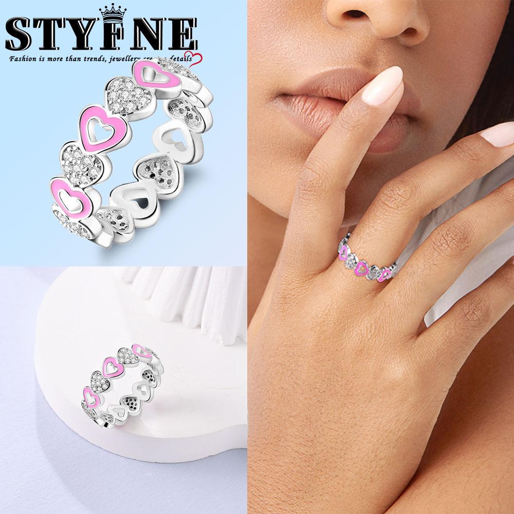 Valentine Day Engagement Ring copper Heart, Red, Pink, White, Blue Ring for Women Holiday Jewellery Gift High Quality