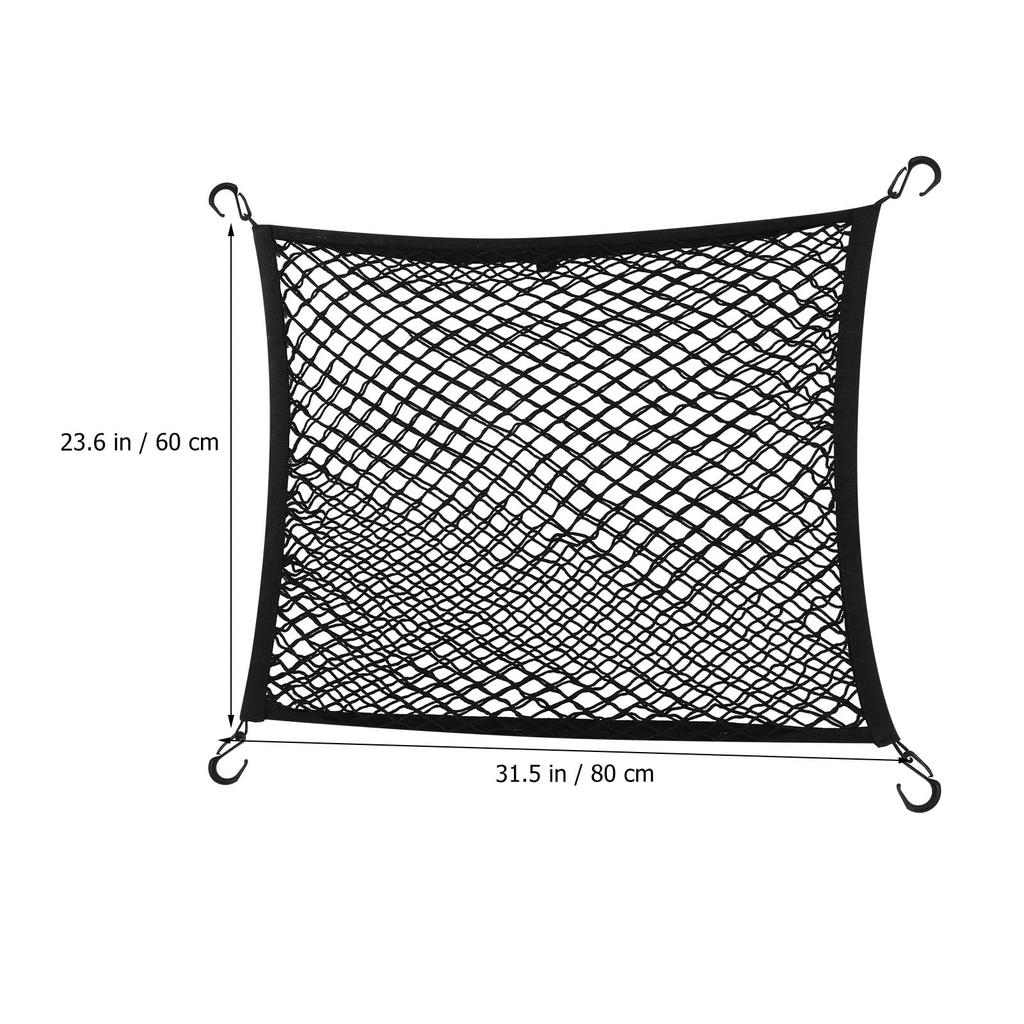 POPETPOP Luggage Car Roof Fully Trunk Storage Net for Car Trunk Cargo Storage Net, 2-Layer Net, Rubber, 80x60cm, Roof, Storage,