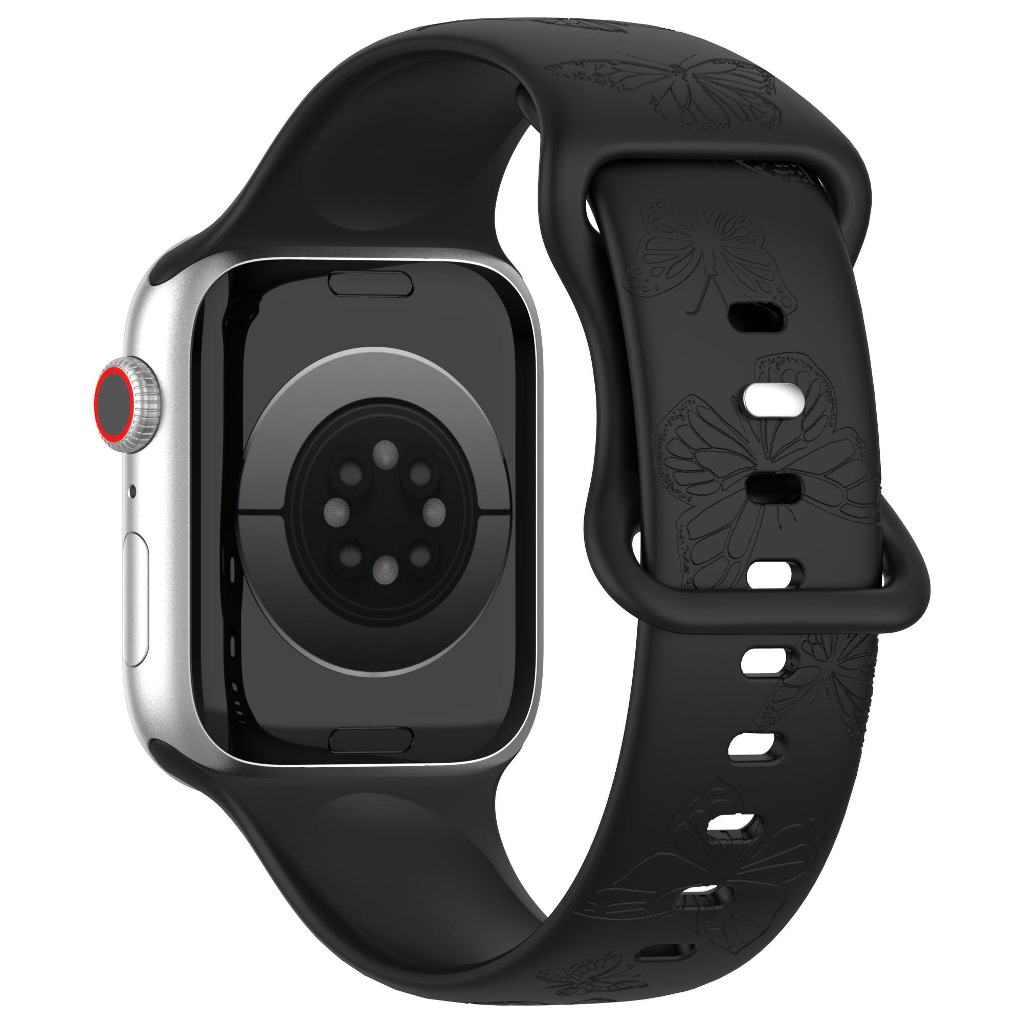 

For Apple Watch Series 10 46mm/Ultra 2 Ultra 49mm/Series 9 8 7 45mm/6 5 4 SE (2023) SE (2022) SE 44mm/3 2 1 42mm Watch Strap Silicone Band Black