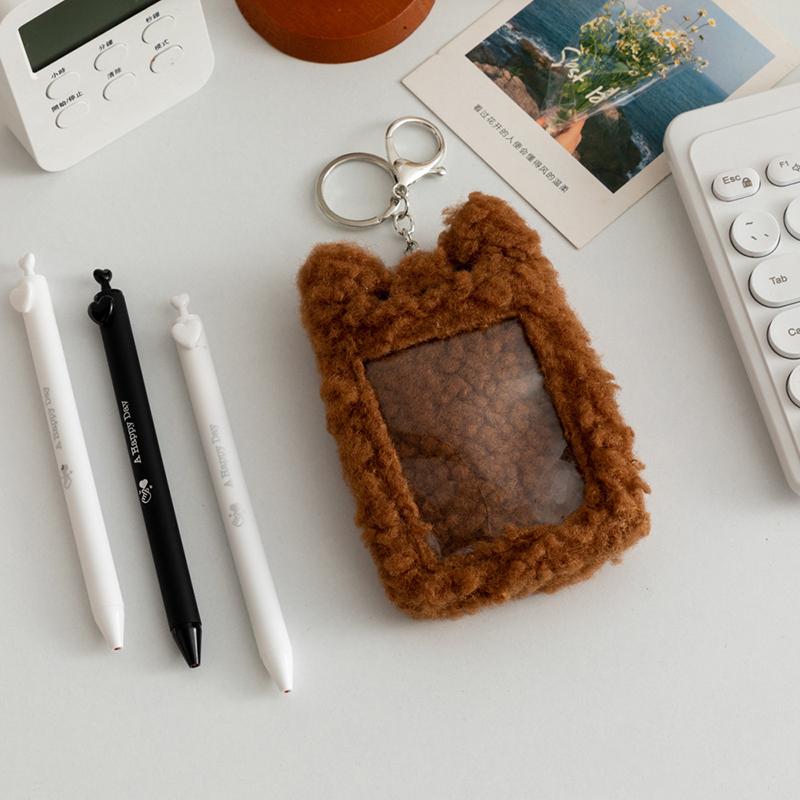 Cartoon Animal Characters Plush Album Card Holder Bus Card Bank ID Card Protective Display Sleeves Backpack Pendant Gifts