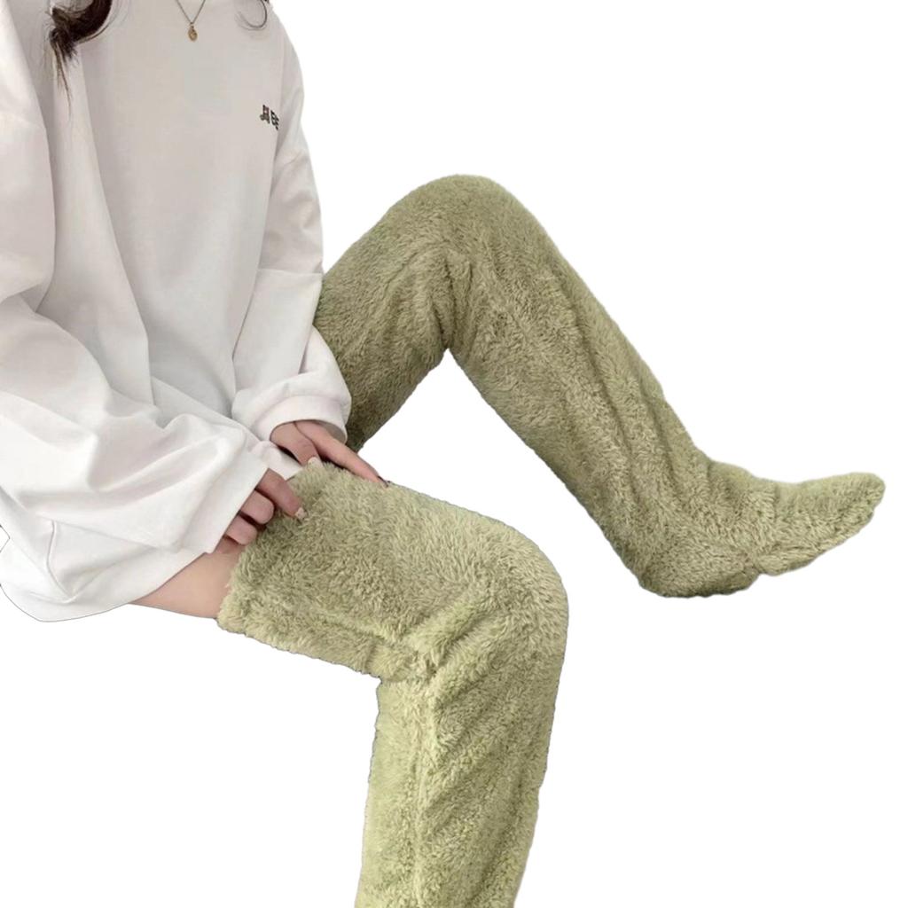 Womens Over Knee High Fuzzy Socks Cute Cartoon Thigh High Stockings Warm Solid Color Leg Warmers Christmas