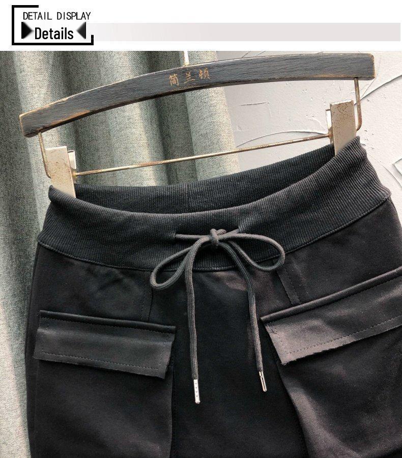 Women's Black Elastic Waist A-Line Cargo Mini Skirt - Slimming, Chic, Autumn Fashion