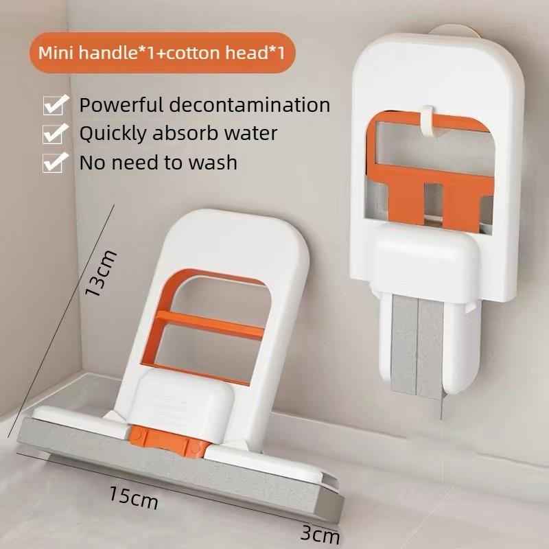 Foldable Mini Mop Table Top Handheld Sponge Water Absorbing Mop Bathroom and Kitchen Cleaning Small Mop