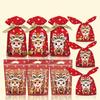 50/100Pcs Year Of The Horse Candy Bags With Drawstring Candy Gift Bags Snowflake Crisp Bag Chinese New Year Party Decoration