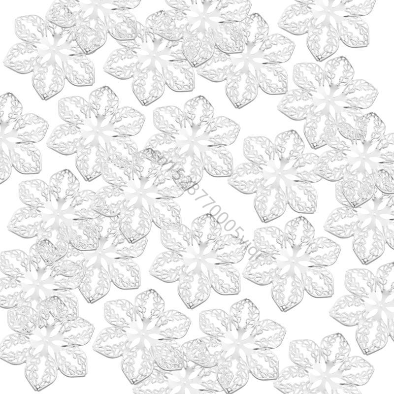 Pack of 100 Hollow Flower Metal Embellishments for Home Decoration Stylish Headwear Accessories Jewelry Making Supplies AXYD
