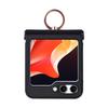 For Samsung Galaxy Z Flip6 5G Magnetic Case with Ring Kickstand Leather+PC Phone Cover Hinge Protection