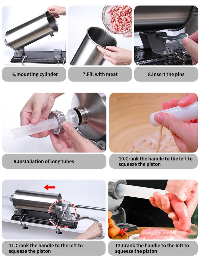 Desktop Hand-Crank Sausage Stuffer: Stainless Steel Homemade Meat Grinder for Home Use