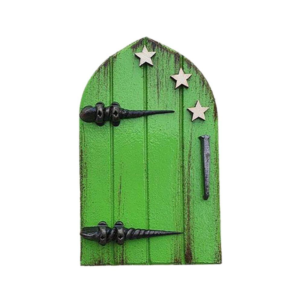 Creative Miniature Wooden Door Engraved Design Yard Art Statue Gift Windows Door Figurines