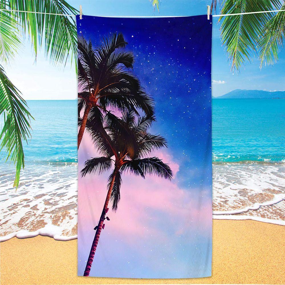 Coconut Palm Trees Beach Towel Microfiber Tropical Beach Beach Towels for Travel Quick Dry Super Absorbent Sand Proof Bath Towel