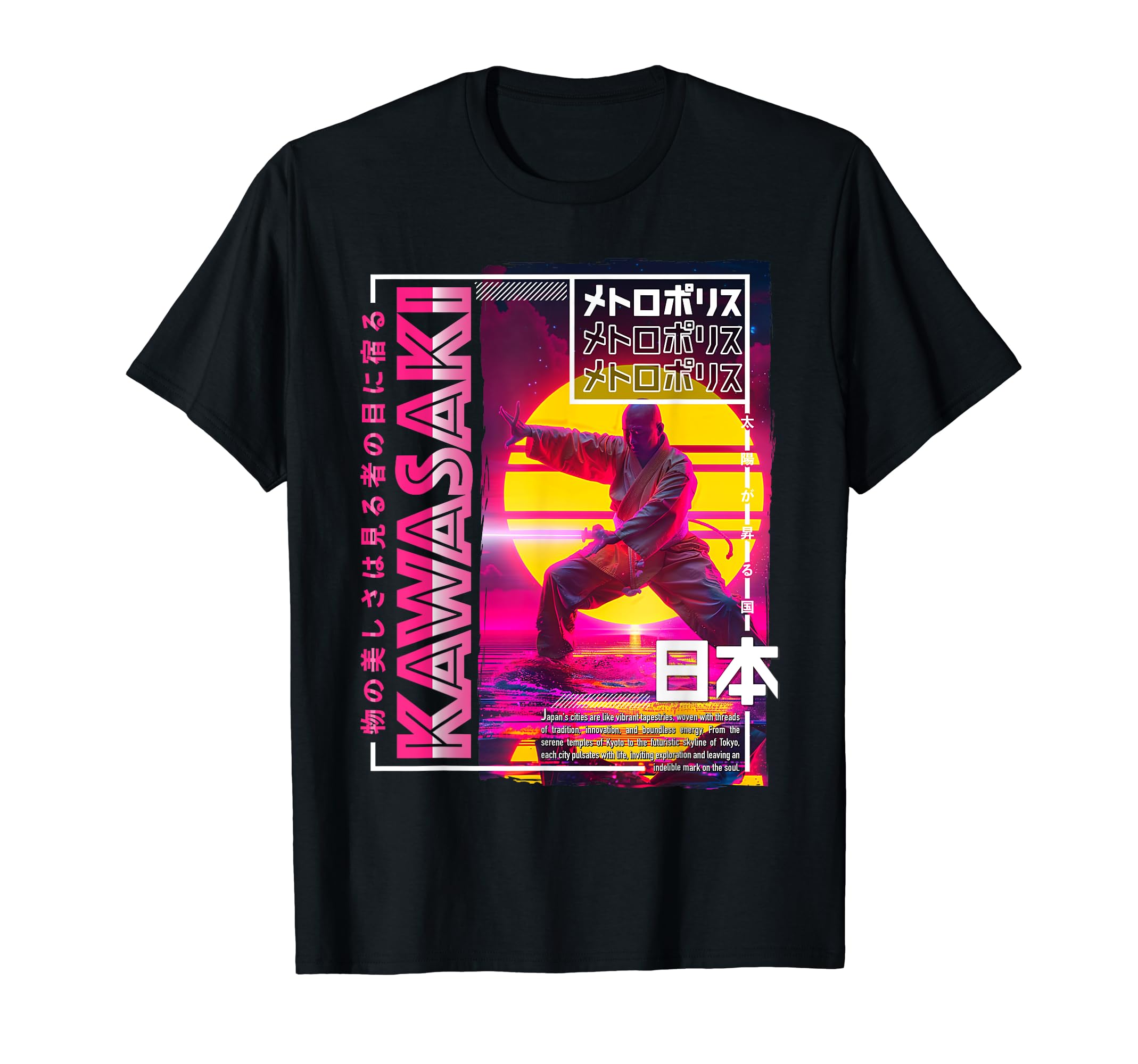 

Kawasaki City 80s Synthwave Shaolin Temple Japan Kawasaki T-Shirt чёрный
