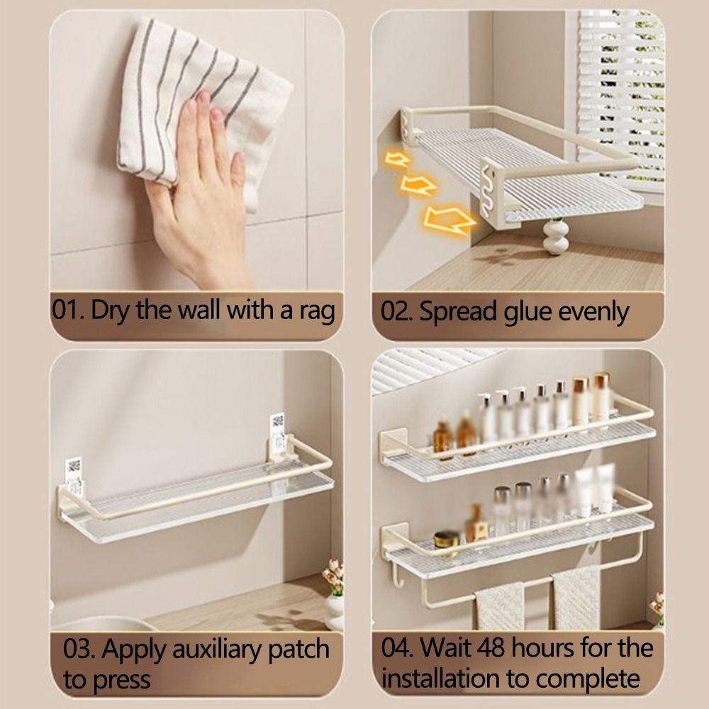 Wall Mounted Acrylic Shower Shelf Stainless Steel Storage Organizer Rack Shower