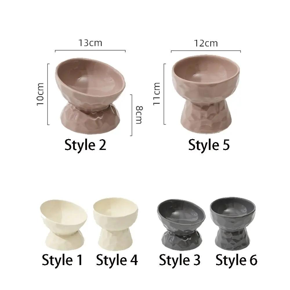 Non-slip Ceramic Pet Bowl High Foot Design, Creative Slanted Flat Mouth Food Water Feeding Basin for Cat Dog
